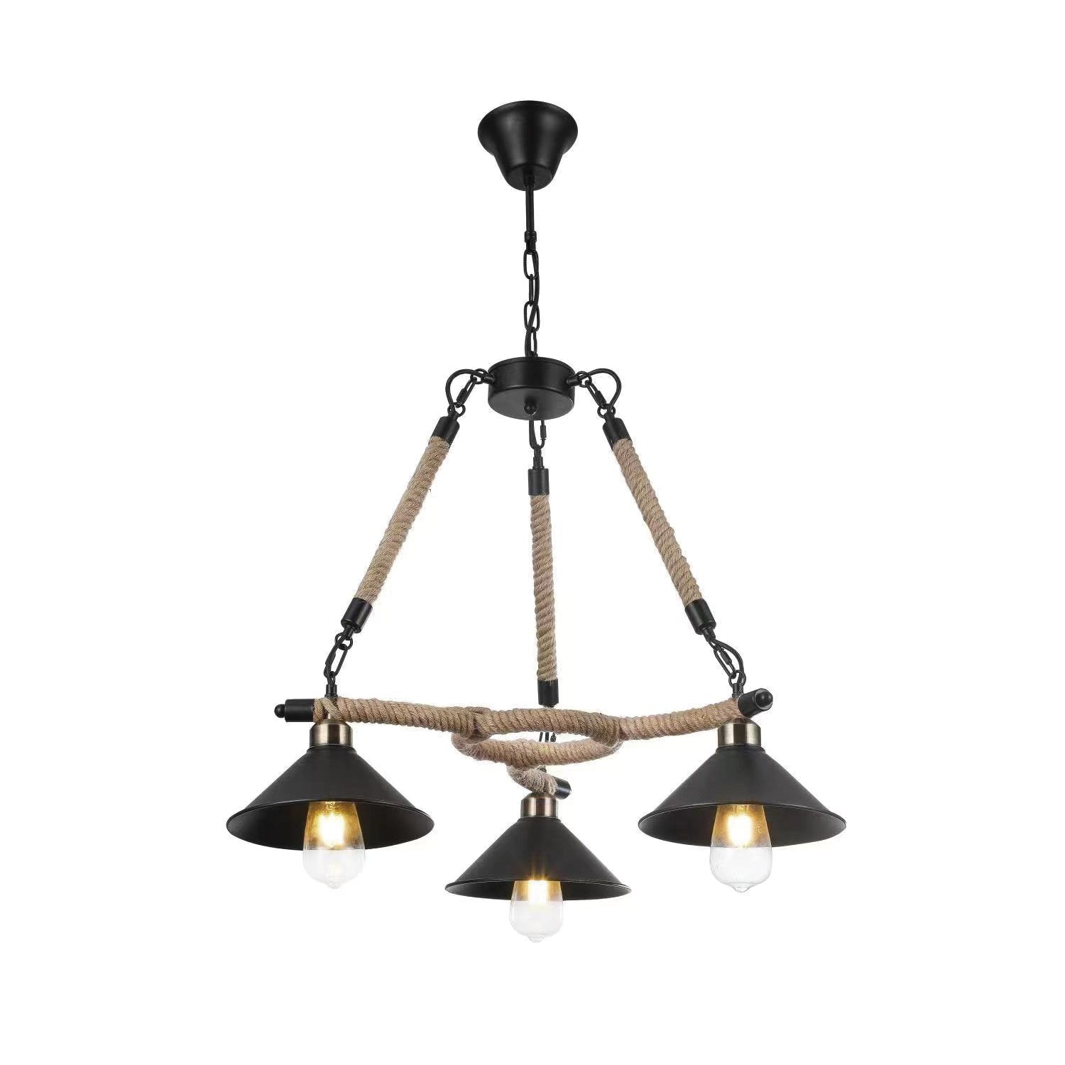 Lampara Colgante Triple Canamo Industrial Porta E 27 Sku36068