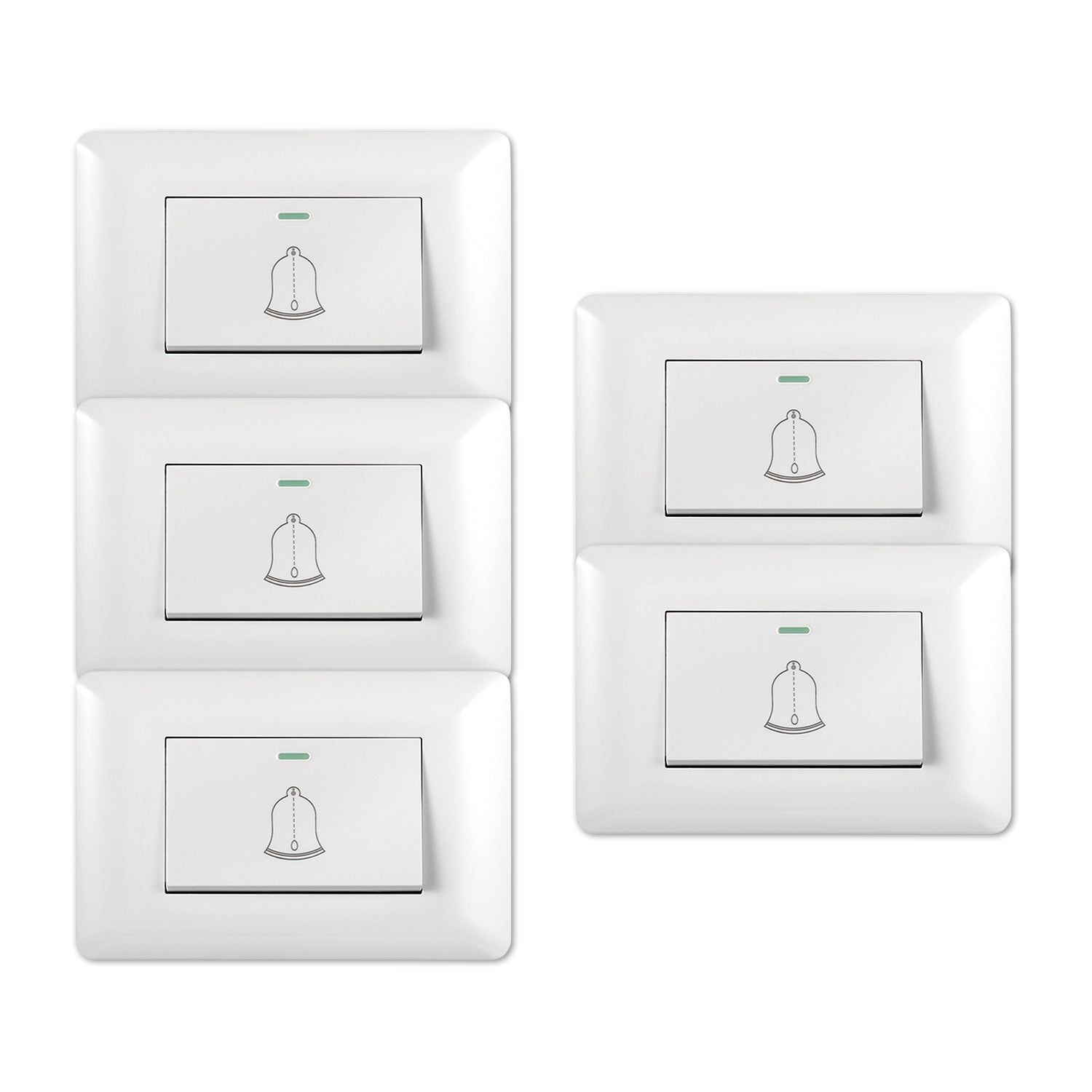 Pack 5 Timbre Interruptor Pulsador Simple 10A 250V Diseno Campana Blanco