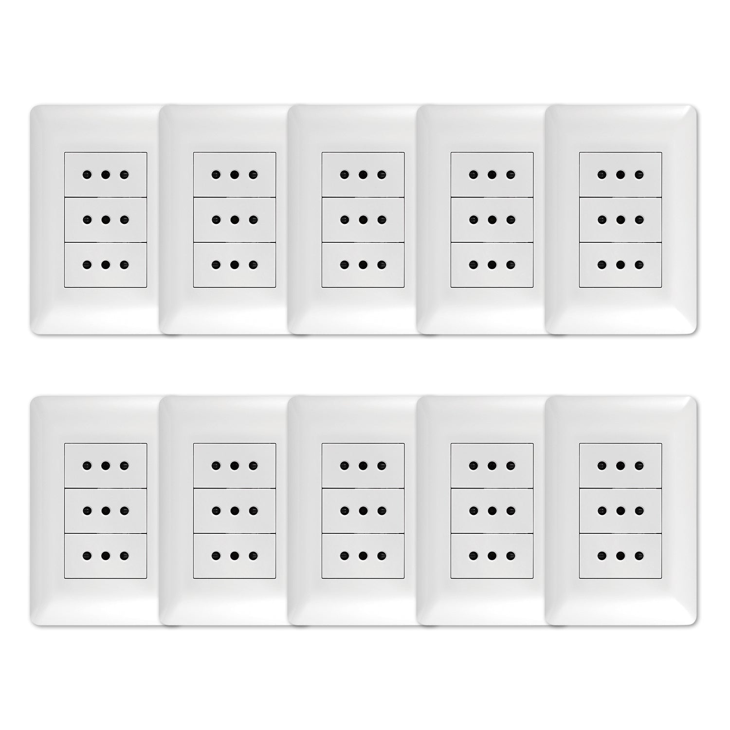 Pack 10 Tomacorriente Triple 10A 250V Blanco Sku36092 10