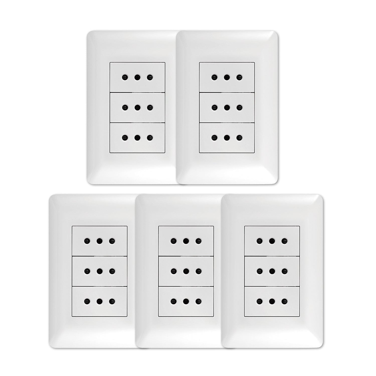 Pack 5 Tomacorriente Triple 10A 250V Blanco Sku36092 5