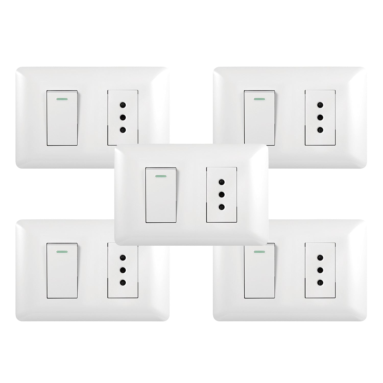 Pack 5 Tomacorriente Simple 10A 250V Interruptor Simple 9 12 10A 250V Blanco Sku36093 5