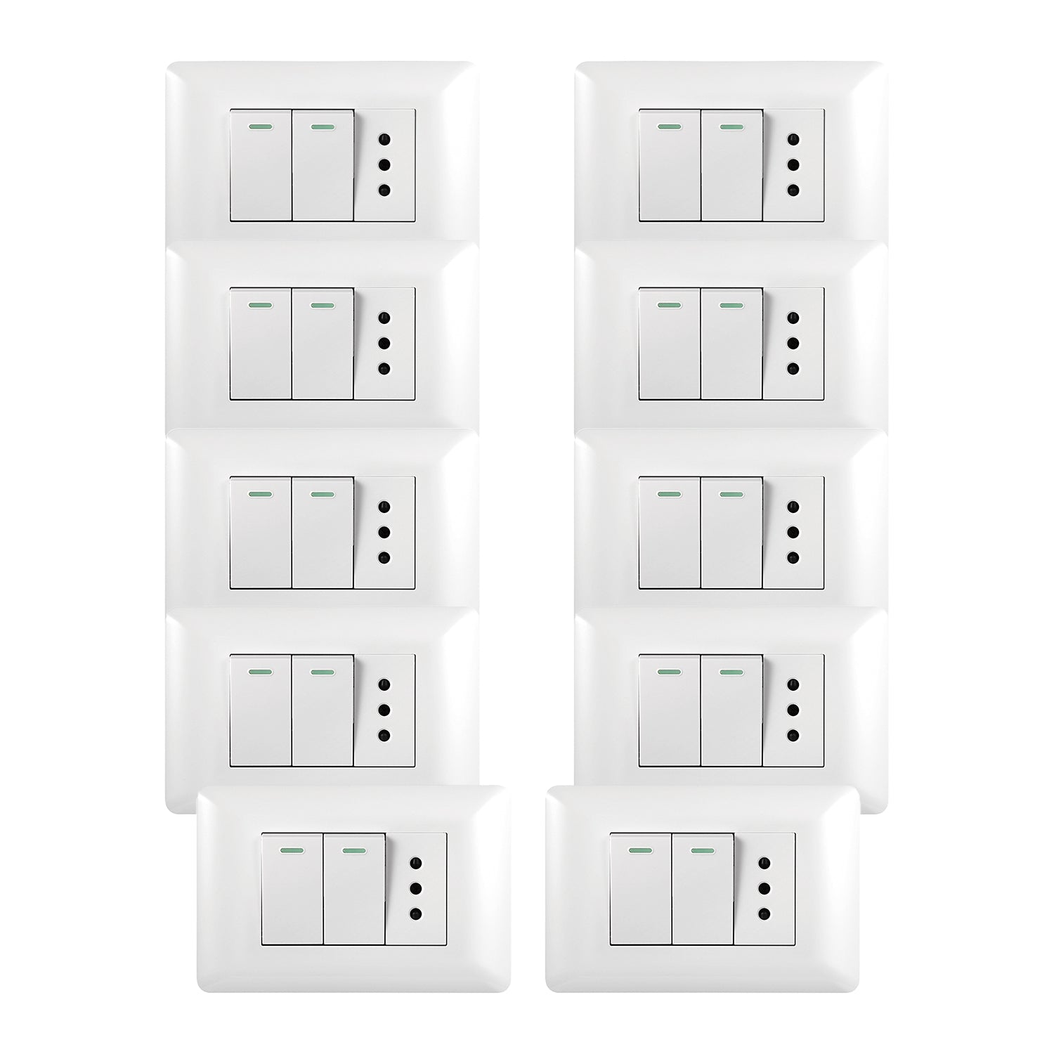 Pack 10 Tomacorriente Simple 10A 250V Interruptor Doble 9 12 10A 250V Blanco Sku36094 10