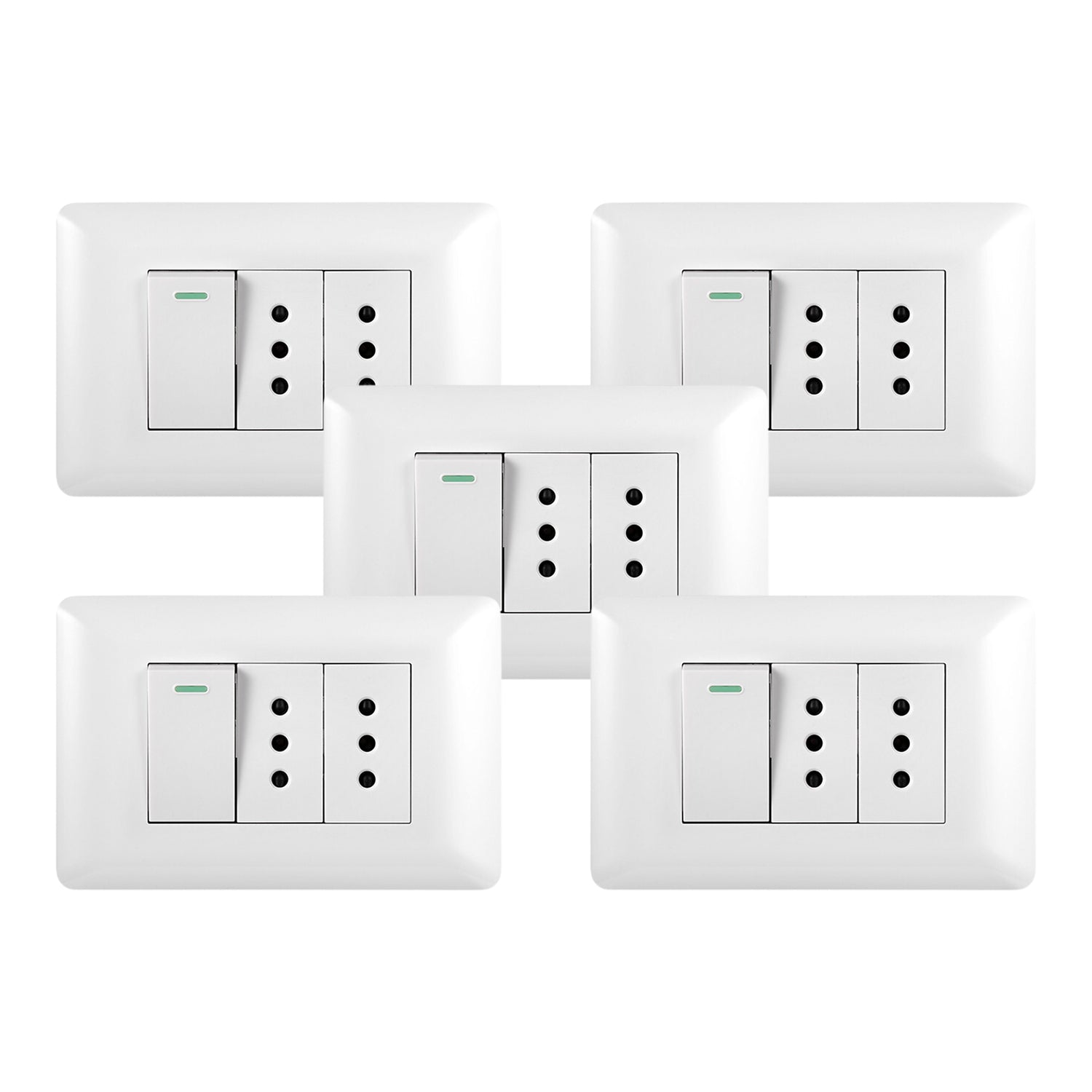 Pack 5 Tomacorriente Doble 10A 250V Interruptor Simple 9 12 10A 250V Blanco Sku36095 5