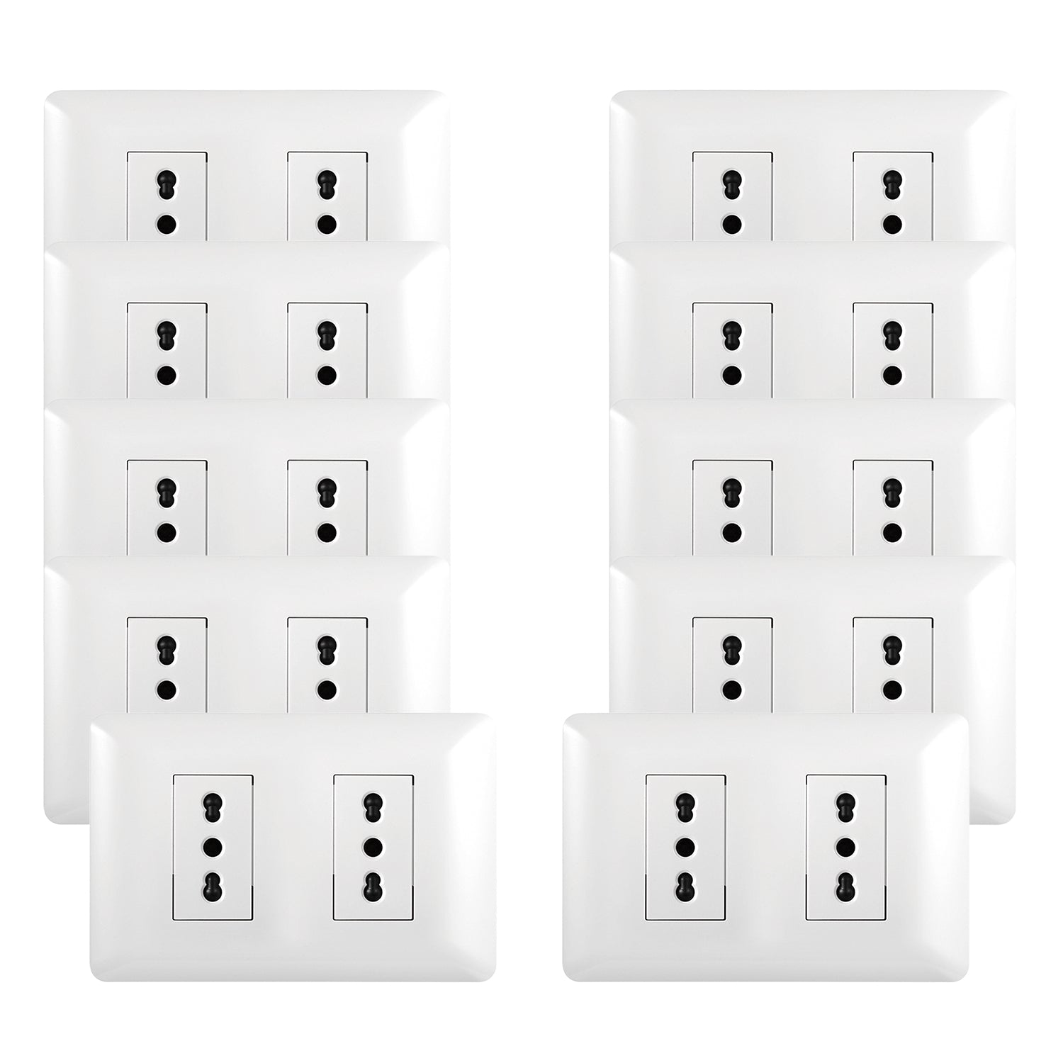 Pack 10 Tomacorriente Doble 10 16A 250V Blanco Sku36097 10