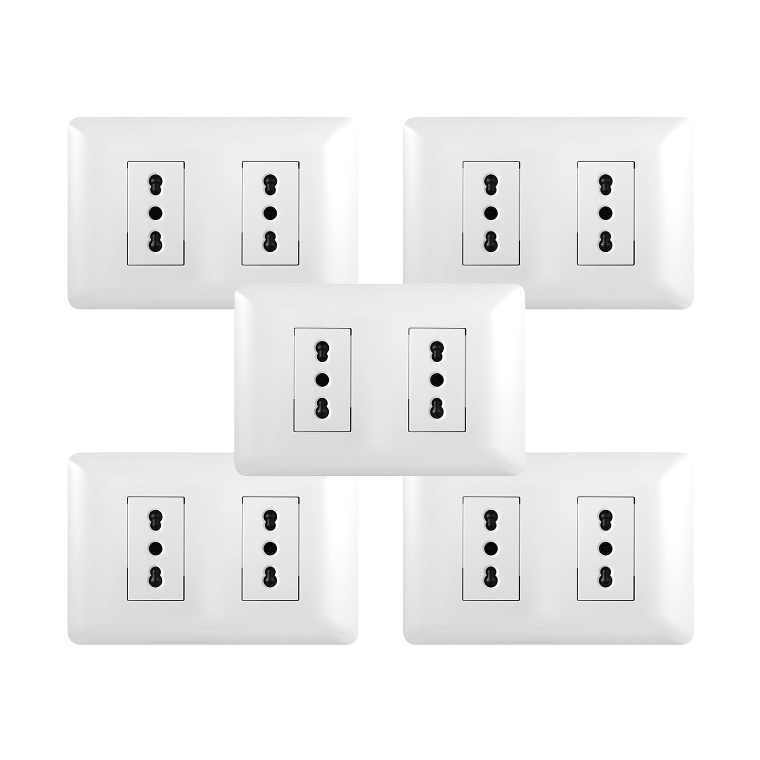 Pack 5 Tomacorriente Doble 10 16A 250V Blanco Sku36097 5