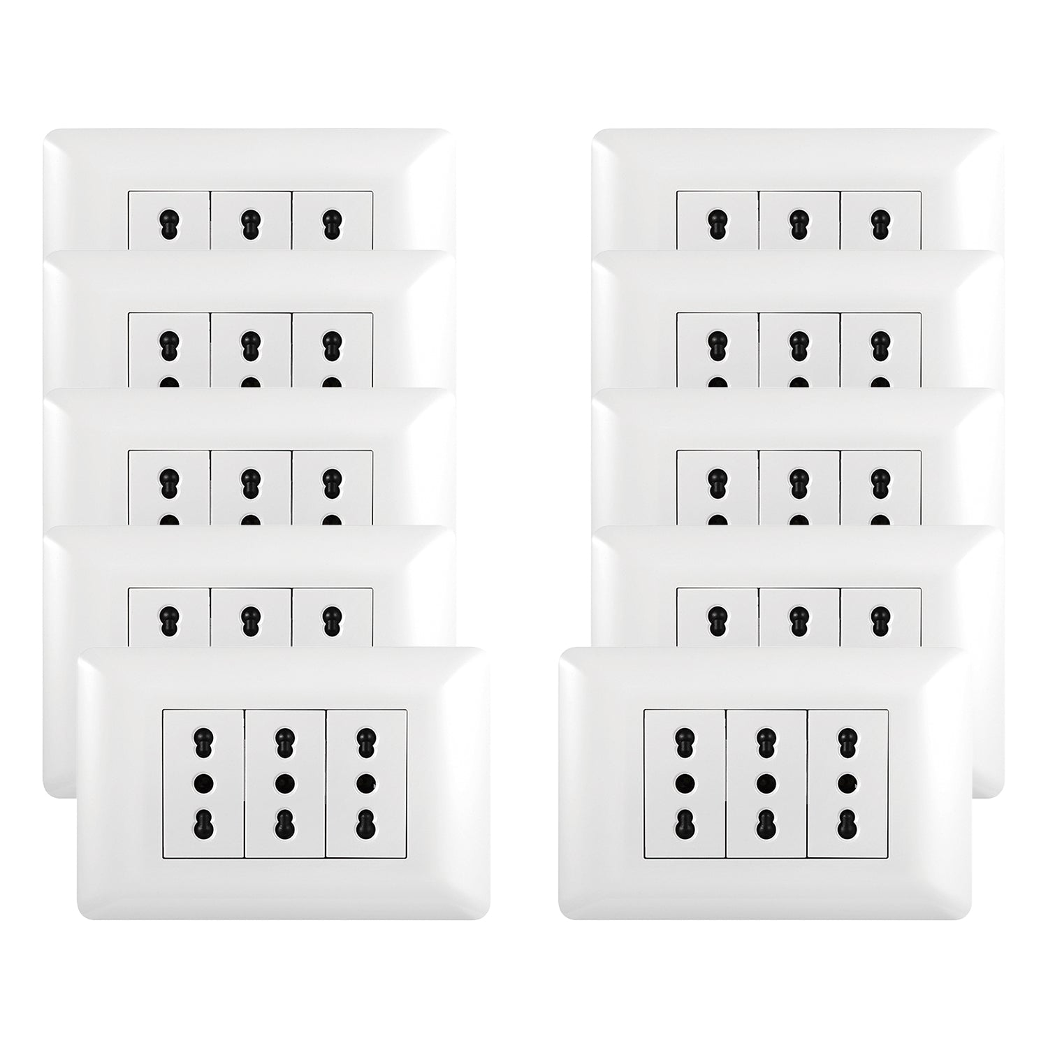 Pack 10 Tomacorriente Triple 10 16A 250V Blanco Sku36098 10