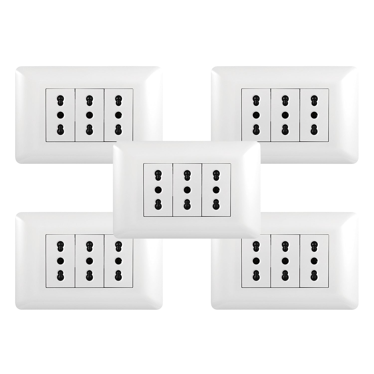 Pack 5 Tomacorriente Triple 10 16A 250V Blanco Sku36098 5