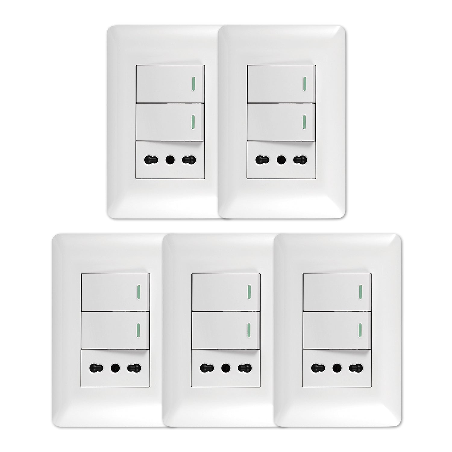 Pack 5 Tomacorriente Simple 10 16A 250V Interruptor Doble 9 12 10A Blanco Sku36100 5