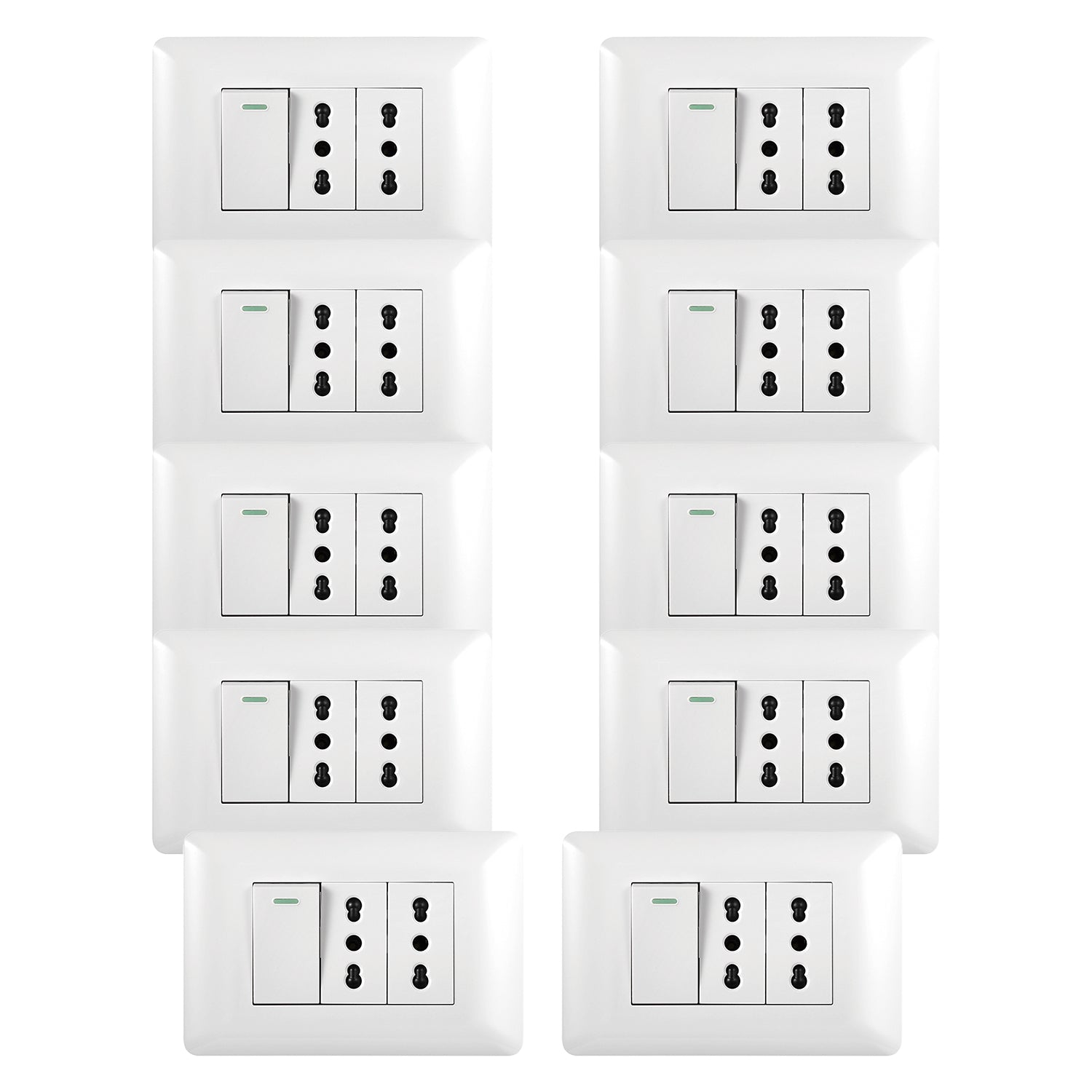 Pack 10 Tomacorriente Doble 10 16A 250V Interruptor Simple 9 12 10A Blanco Sku36101 10