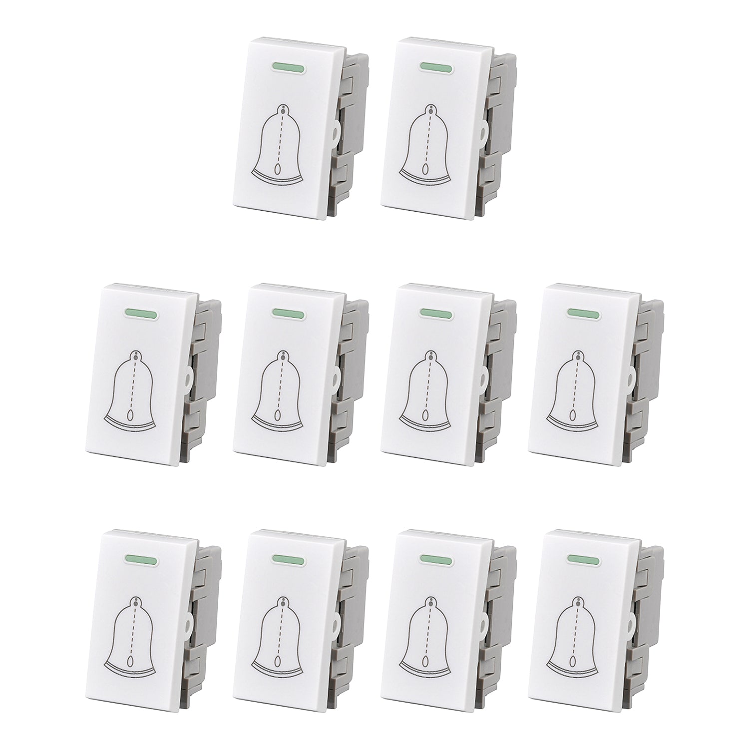 Pack 10 Modulo Interruptor Pulsador 10A 250V Diseno Campana Blanco Sku36105 10