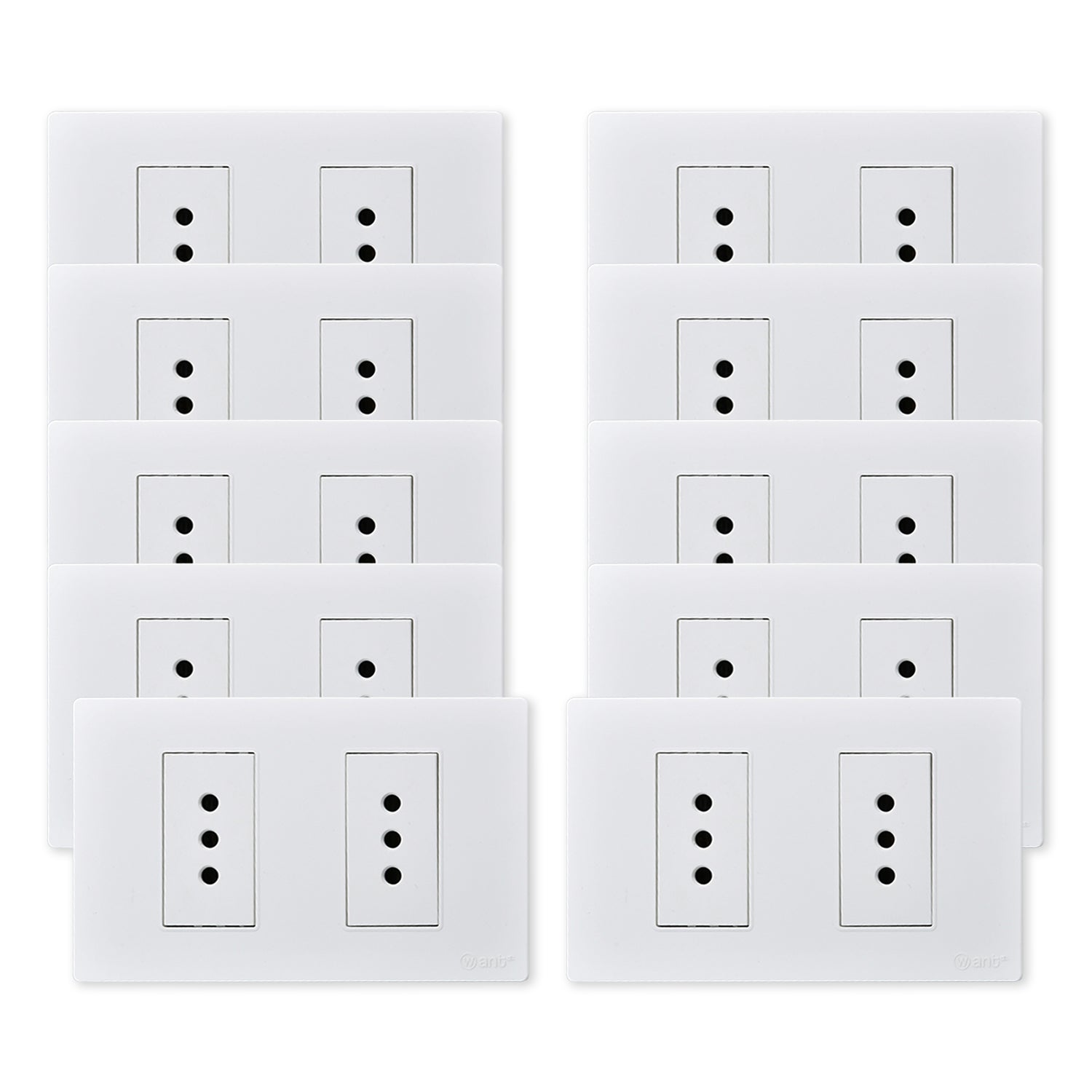 Pack 10 Tomacorriente Doble Metalico 10A