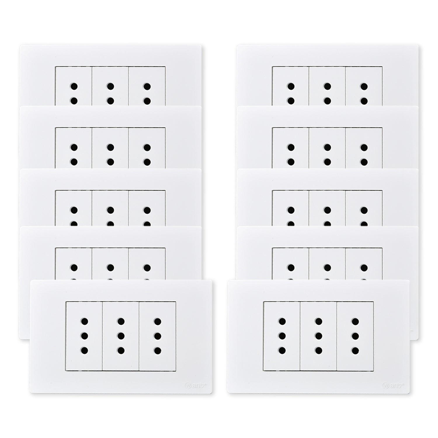 Pack 10 Tomacorriente Triple Metalico 10A