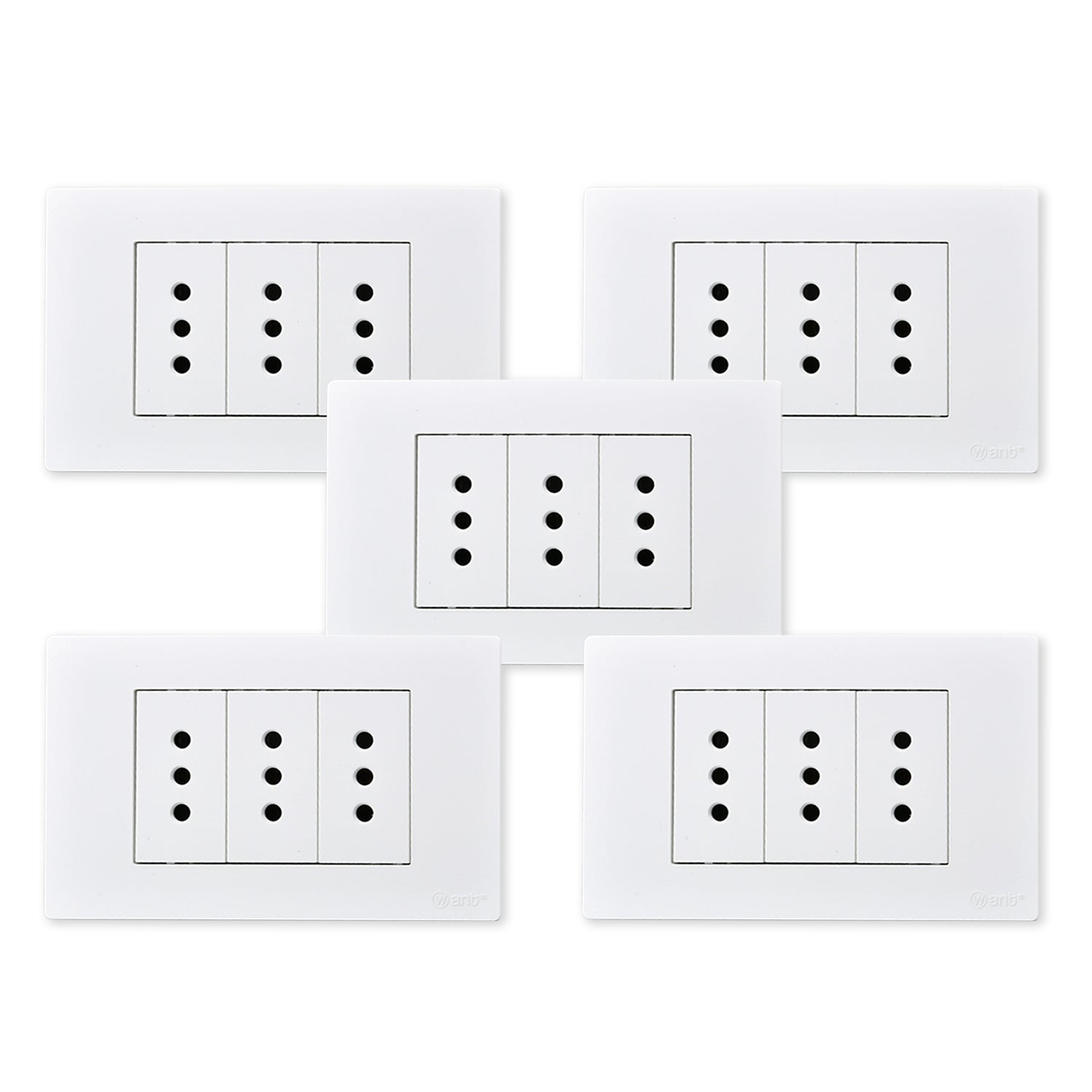 Pack 5 Tomacorriente Triple Metalico 10A