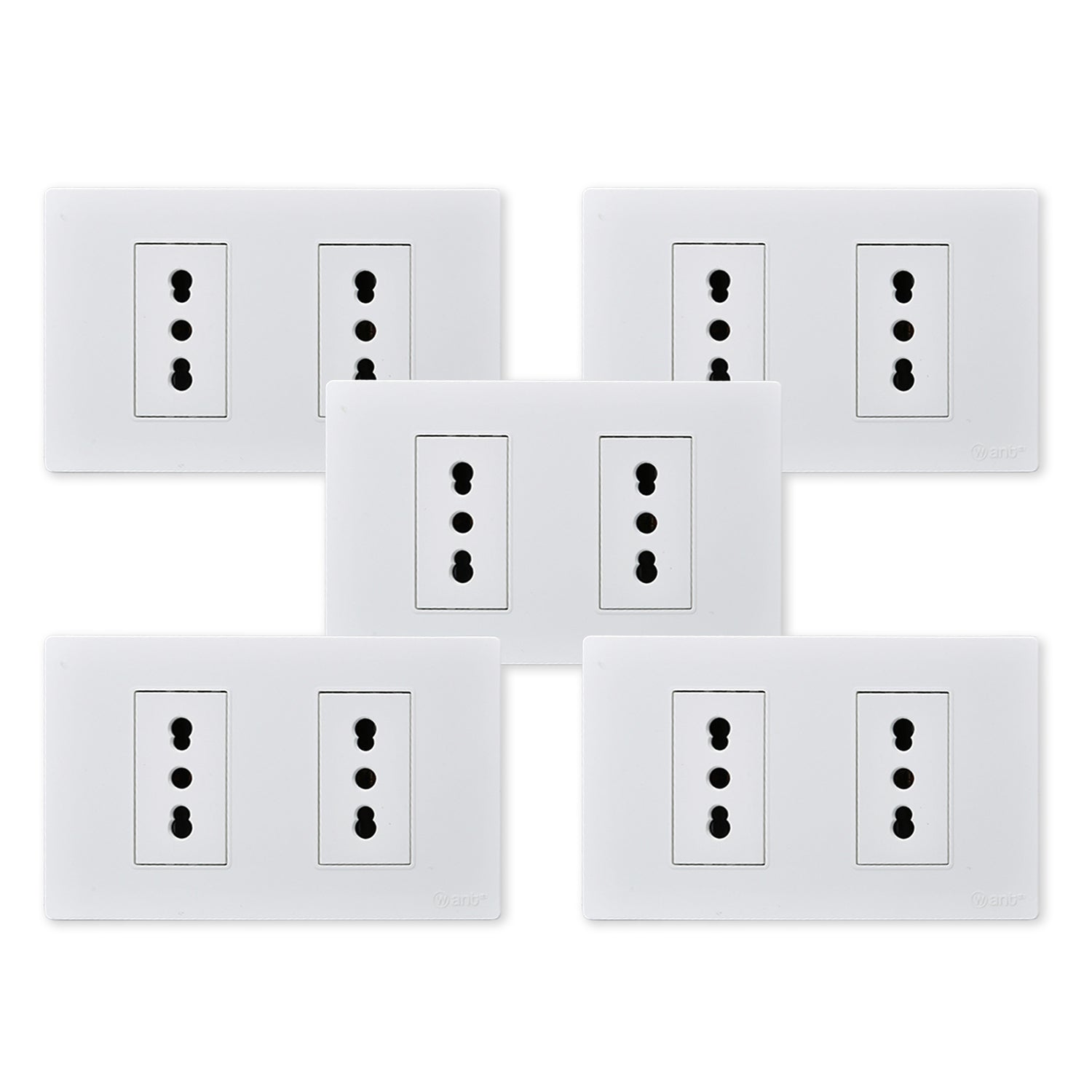 Pack 5 Tomacorriente Doble Metalico 16A