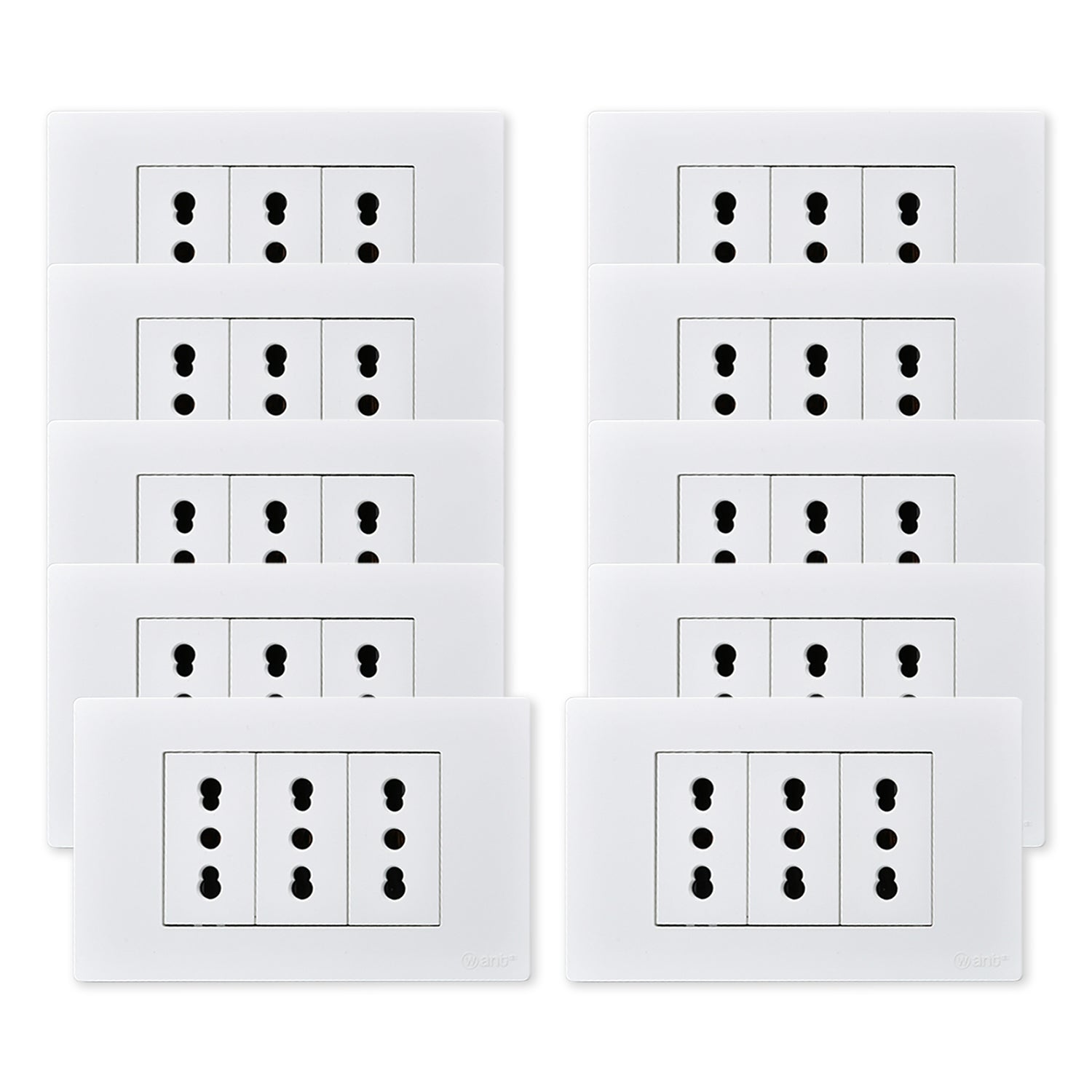 Pack 10 Tomacorriente Triple Metalico 16A