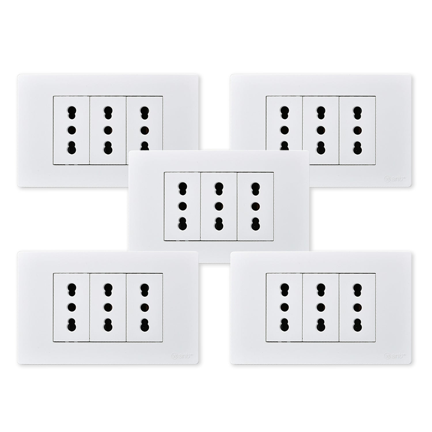 Pack 5 Tomacorriente Triple Metalico 16A