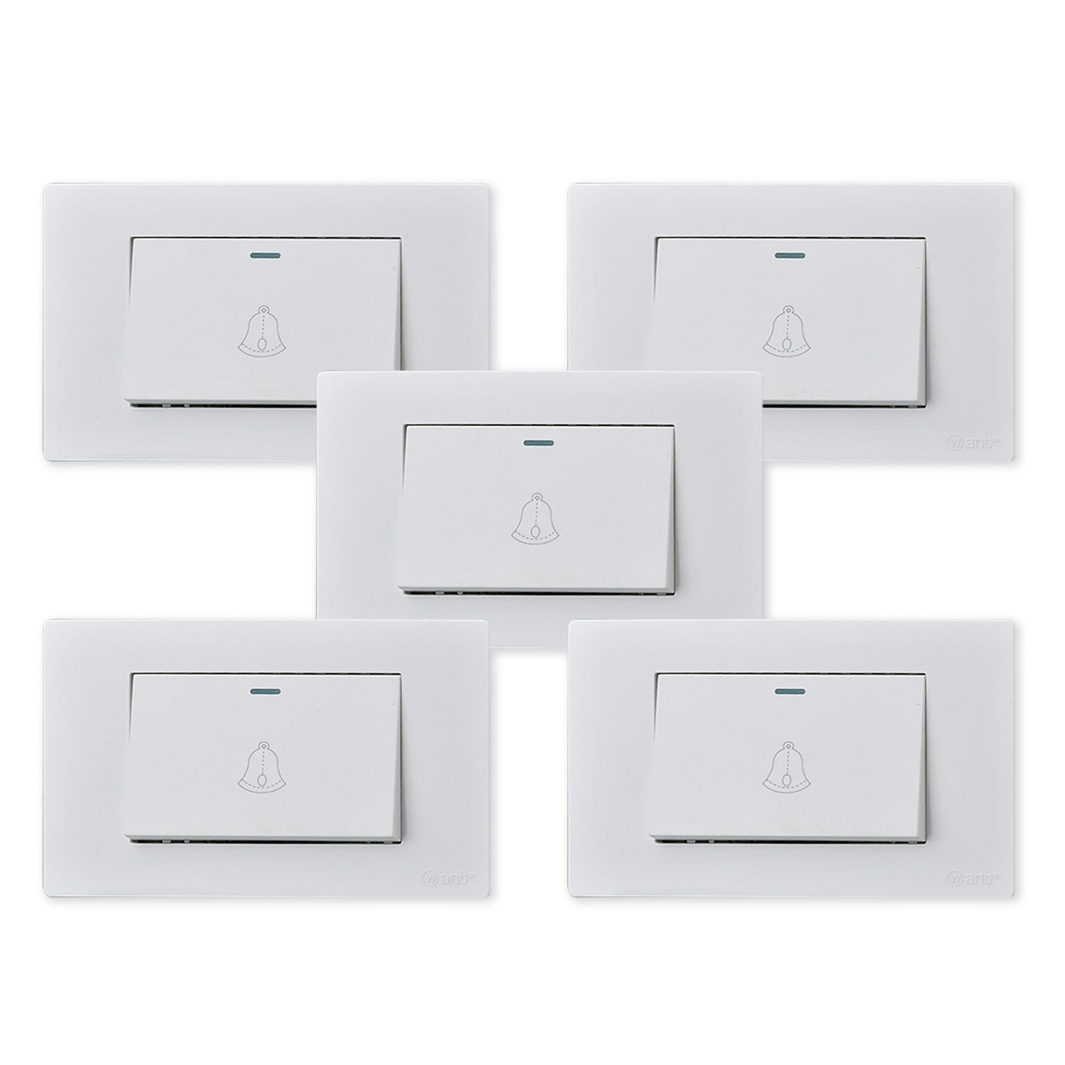 Pack 5 Pulsador Timbre Metalico Simple 10A