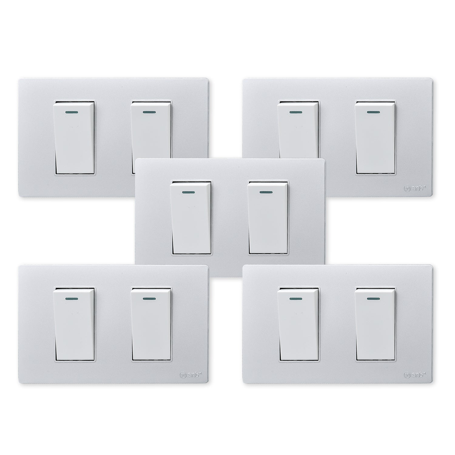 Pack 5 Interruptores Doble Metalico 9 12 16A