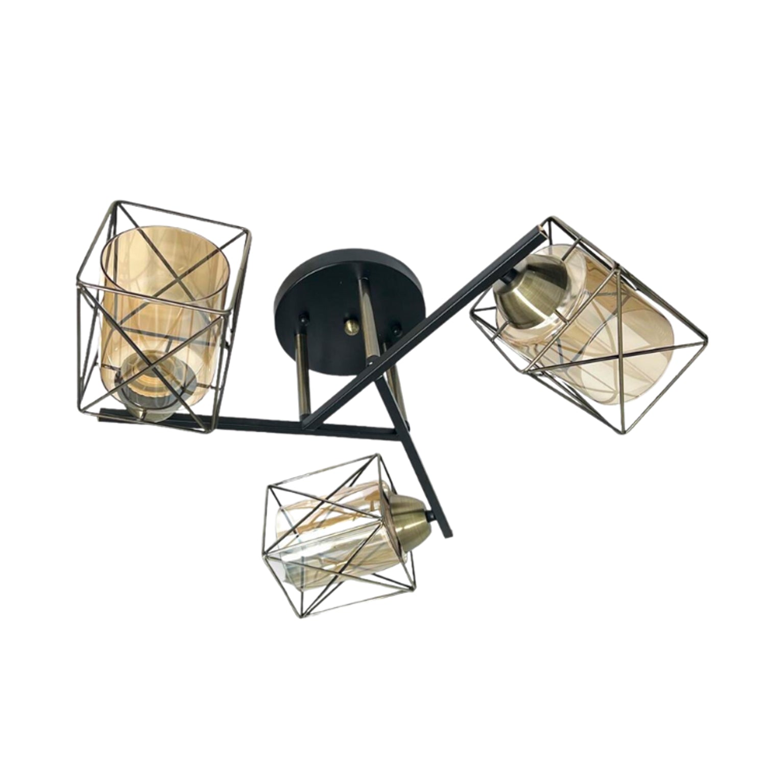 Lampara De Techo Triple Geometrica Pantalla Vidrio E 27 Sku73562712