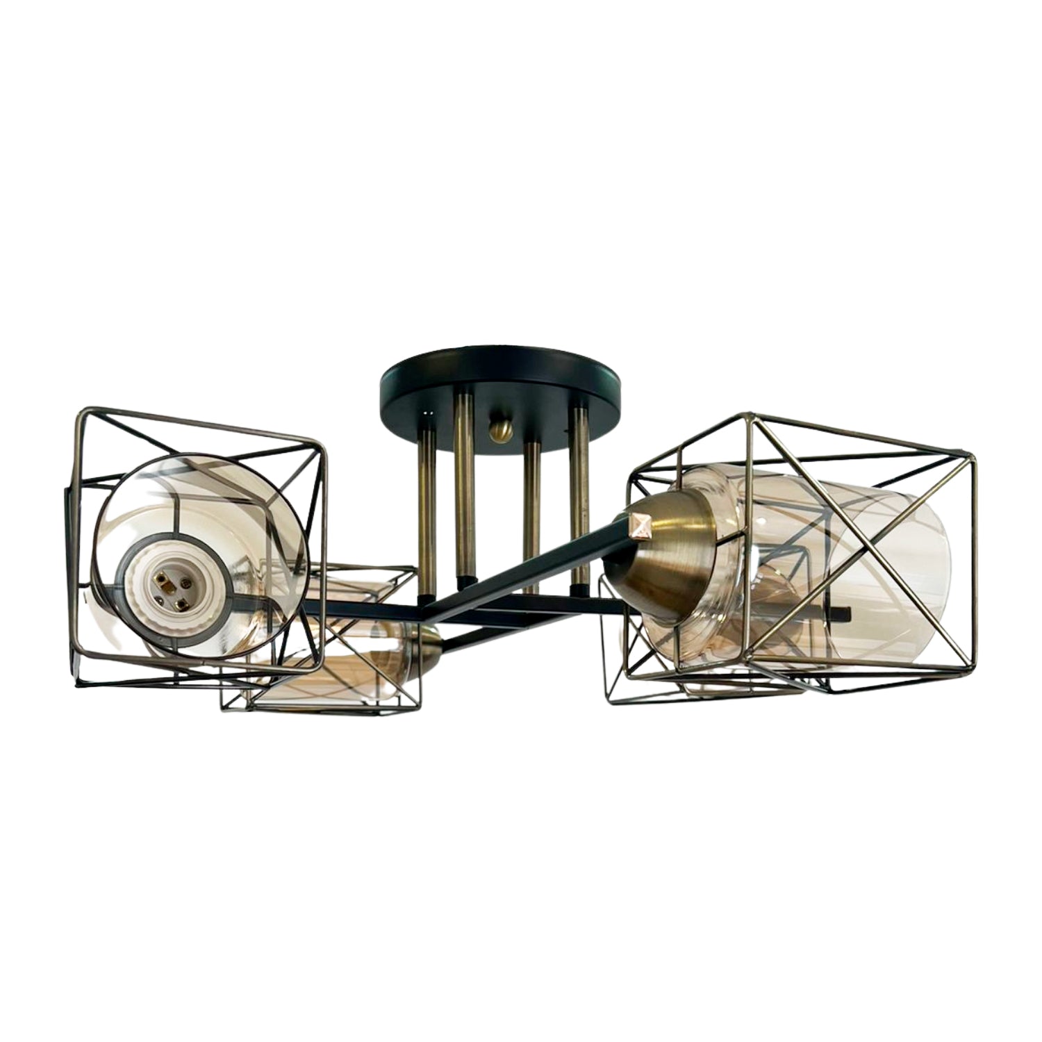 Lampara De Techo Geometrica Pantalla Vidrio Porta 4Xe 27 Sku73572712