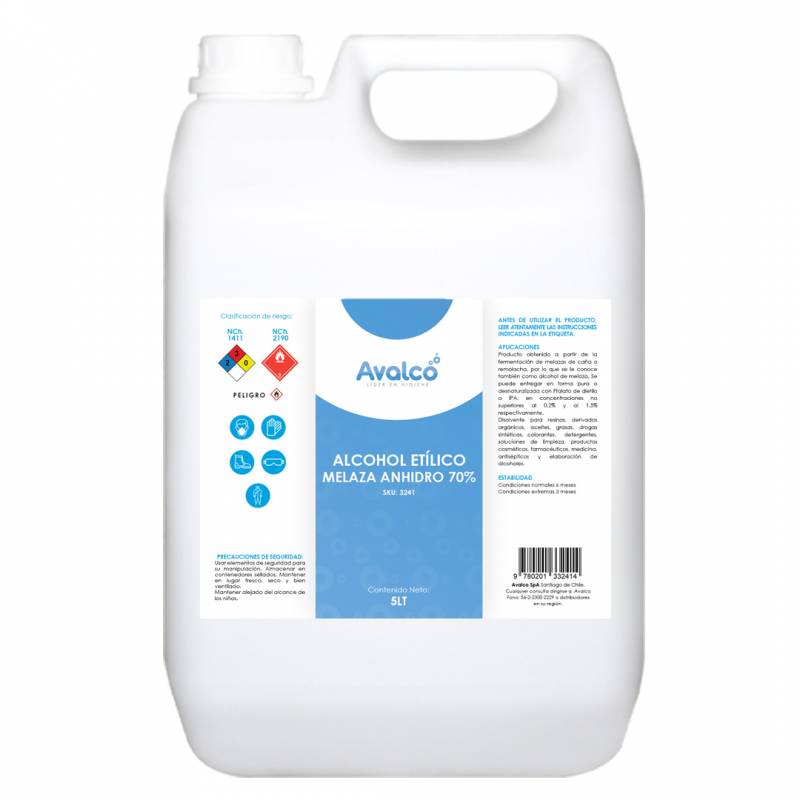 Alcohol Etilico Melaza Anhidro 70 5Lts