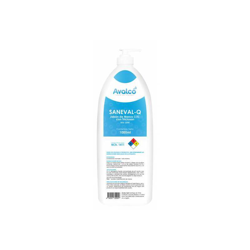 Jabon Con Triclosan Saneval Q De 1000 Ml Con Valvula Dosificadora